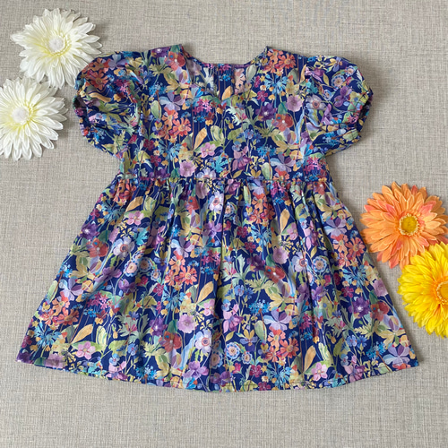 リバティプリントタナローン ワンピース 100サイズ 花柄 ハンドメイド