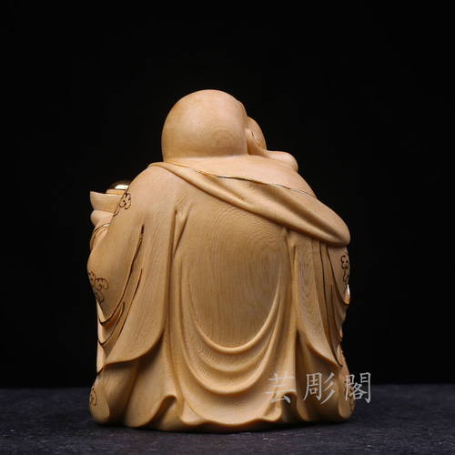 極上品 木彫仏像 切金 布袋様 七福神 細工精彫 置物 仏教工芸品 彫刻