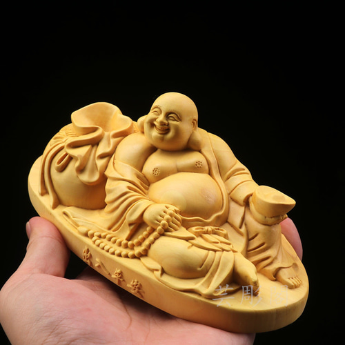 極上品 木彫仏像 布袋様 七福神 置物 精密彫刻 彫刻 芸彫閣 通販