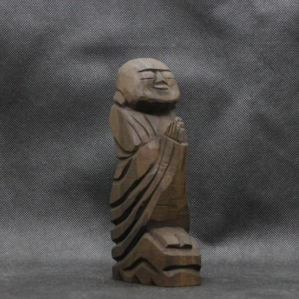 仏像 円空仏 木彫 善財童子（自刻像 16cm 着色 jk2429） 彫刻 円空工房