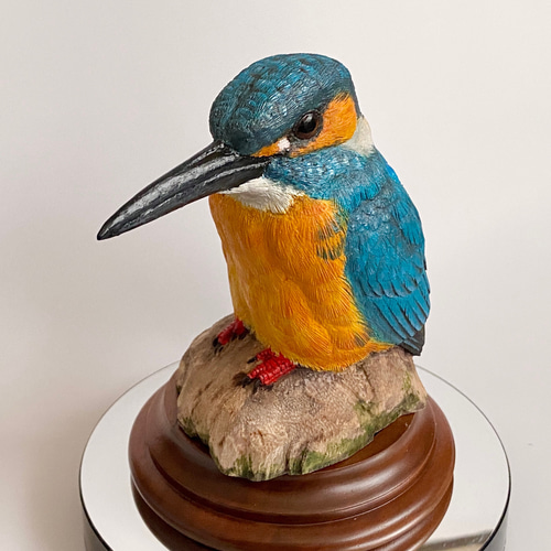 バードカービング作品 カワセミ 鳥の木彫り 彫刻 ume 通販 14557711