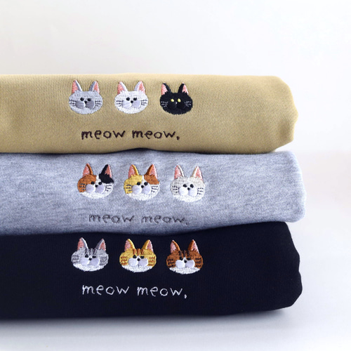 選べる6柄！ねこ刺繍スウェット【選べる3色】メンズ レディース ペア