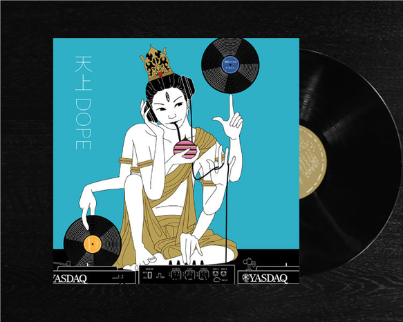 レコードジャケット風アート【レコード盤なし】天上DOPE_c158 イラスト
