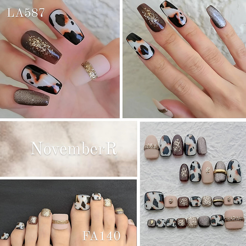 LA587☆大人牛柄ネイルチップ ネイルチップ（つけ爪） NovemberR 通販