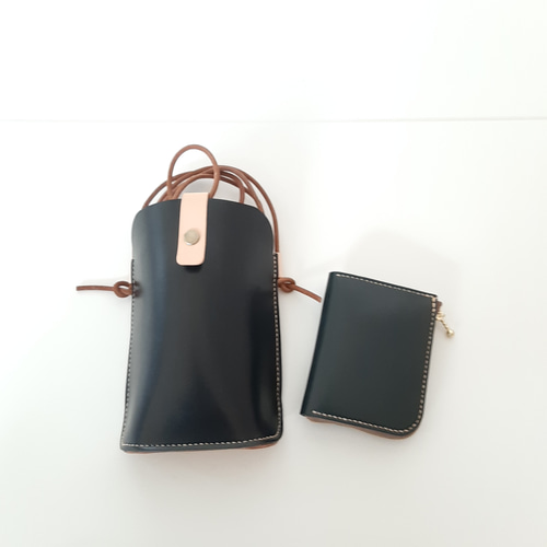 ランドセルリメイク Fセット スマホポーチ、二つおりファスナー財布