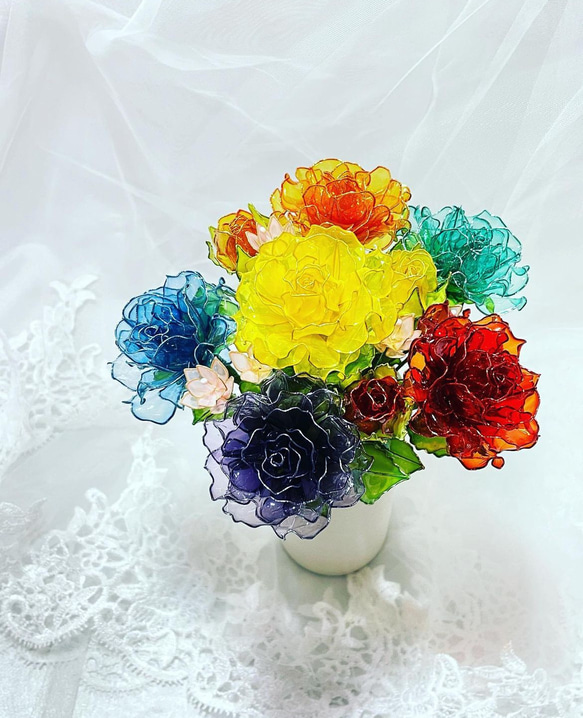 ミニサイズ 薔薇 〜ディップアート〜 アメリカンフラワー 薔薇の花