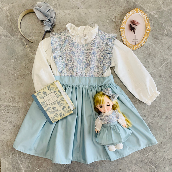 リバティ フェリシテ 子供服 26㎝ドール お揃い 花柄 エプロン