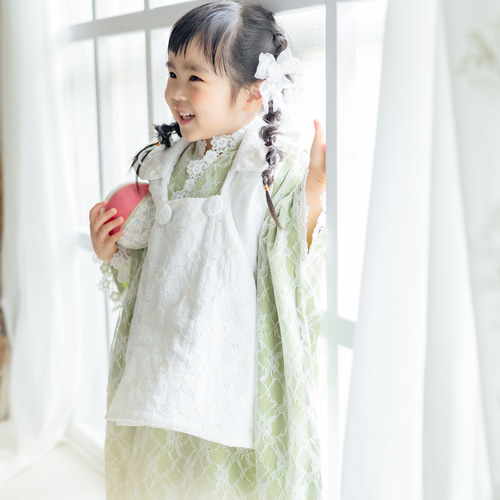フラワーレース着物&リバーシブル被布set 七五三 3歳 女の子 753