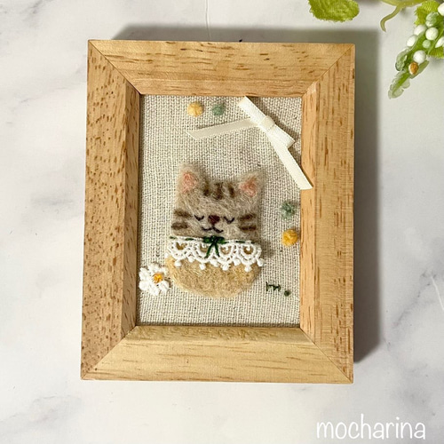 もふもふアニマルの額飾り・猫（茶トラ）【羊毛フェルト刺繍】 フォト