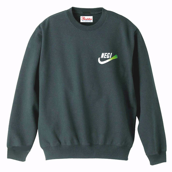 M～2XLパロディ/8.4oz】ねぎNEGIワンポイントスウェットトレーナー長袖