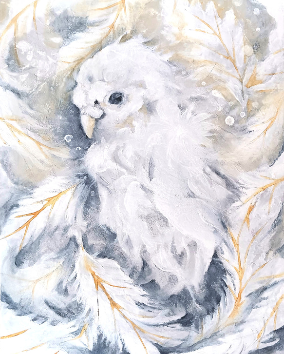 アート原画：「羽渦」キャンバス木枠/油絵/動物/鳥 絵画 MAIART SHOP