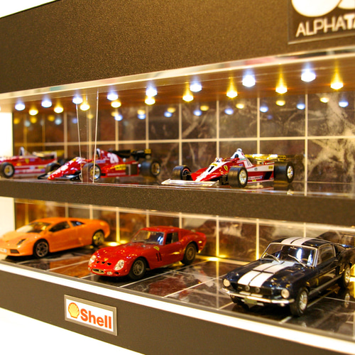 1/43展示14台可・黒大理石・2層式ディスプレーBOX/2色LED30灯