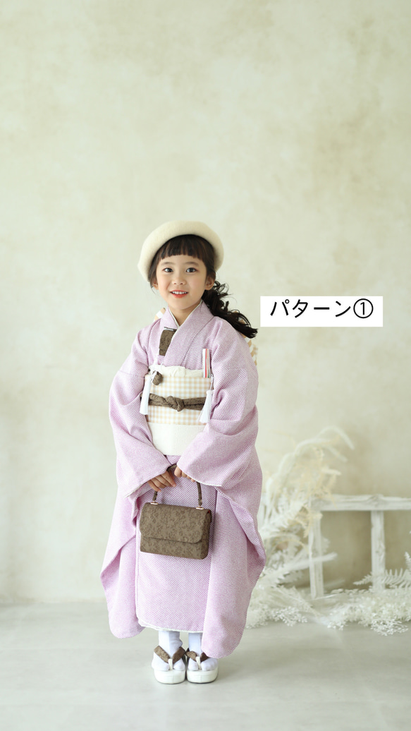 七五三7歳女の子着物一式 12点セット 絞り風紫着物 着物 七五三衣裳