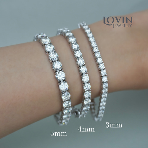 モアサナイト／テニスブレスレット【3mm/石】／シルバー925／14~23cm