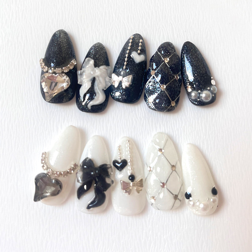 量産型ネイルチップ 白黒 ネイルチップ（つけ爪） Aruru Nail 通販