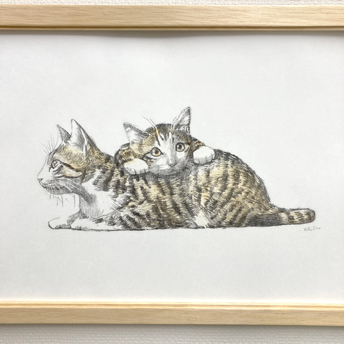 版画「猫と猫」 版画 takeshiro painting 通販 17773263｜Creema