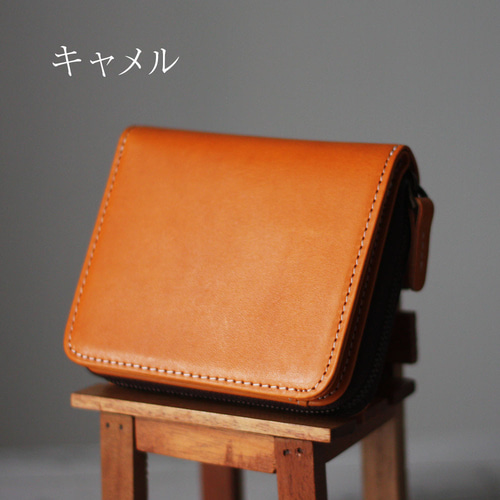 本革 コンパクトウォレット ハードレザー 牛革 二つ折り財布 メンズ