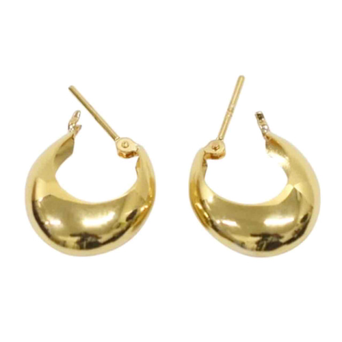 18金【5×14mm 縦長厚み月甲フープピアス】イエローゴールド K18刻印入