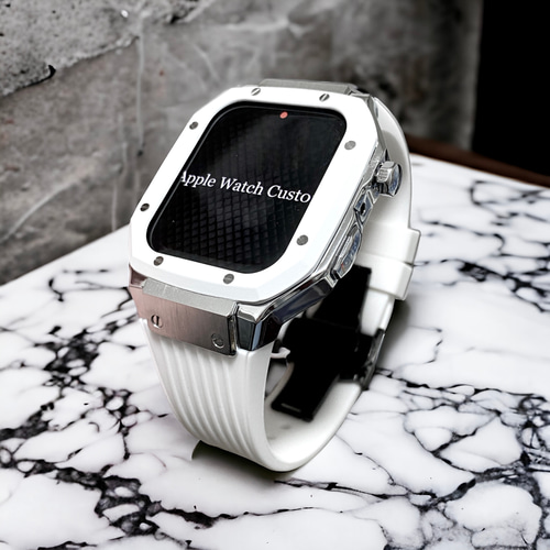 Apple Watchカバーケースアップルウォッチラバーバンドベルトホワイト