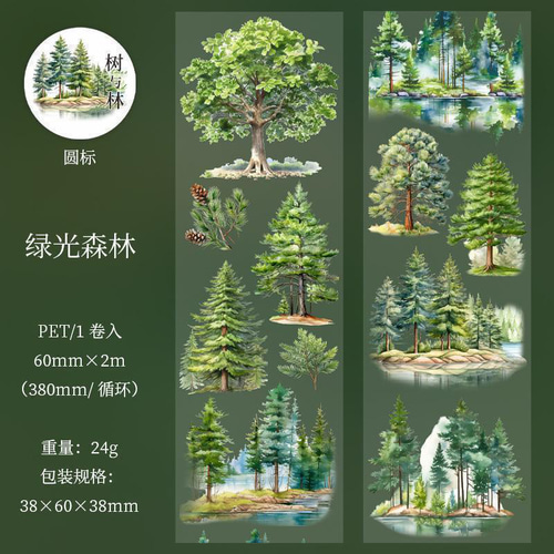 木と林シリーズ 6種セット マスキングテープ PET コラージュ素材 PET