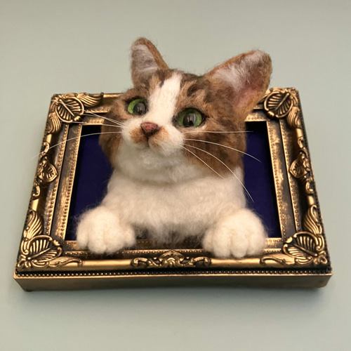 オーダー うちの子 羊毛フェルト フレーム 猫 枠猫 額縁 リアル ペット