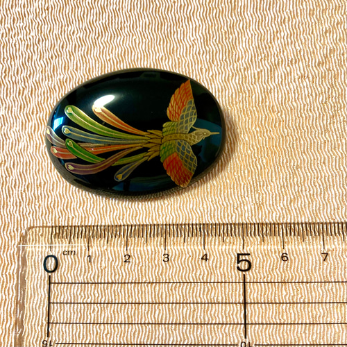 輪島塗【優華JAPAN】ブローチ 瑞鳥(ずいちょう）蒔絵 黒塗 ブローチ