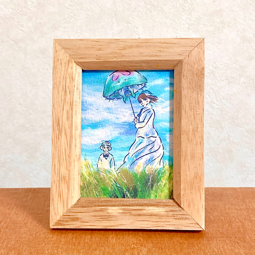 ミニ額イラスト08『クラゲ傘をさす女』【きのくら屋】 絵画 ころもち杏