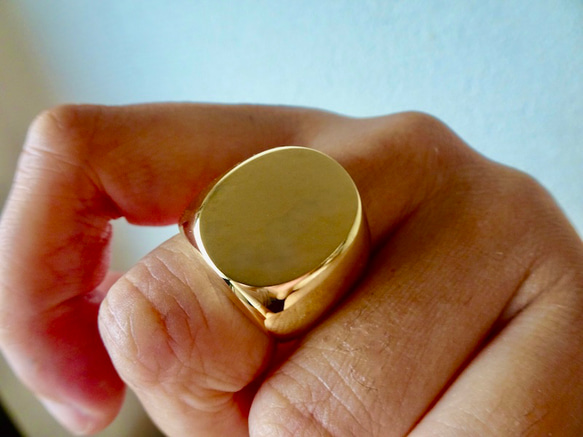 仁尾彫金『楕円のゴールド印台リング』ハンドメイド107 指輪・リング
