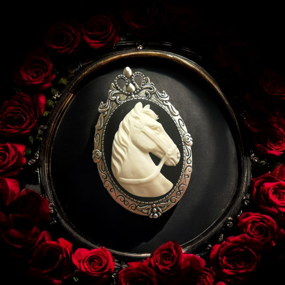 Cameo Brooch #34 カメオ ブローチ 馬 ブローチ Side*Forest 通販