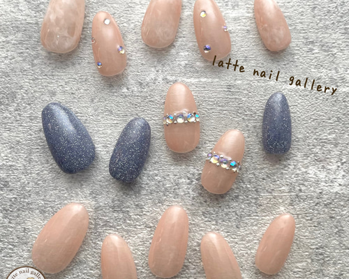 着せ替えネイル15枚セット No.01 ネイルチップ（つけ爪） Latte nail