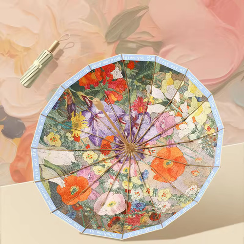 梅雨もUV対策も楽しくなる！花咲く名画のような日傘／選べる4柄／晴雨