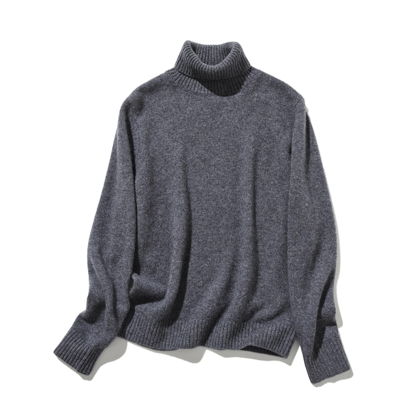 シンプルだけど、一枚で様になる』カシミヤ100％ タートルネック