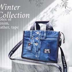 No.193【DENIM✖️ドラム缶型BAG❤️】デニムリメイクショルダーバッグ