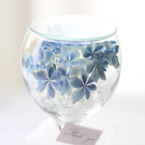 □ワイングラスのボトルフラワー/アジサイ万華鏡□紫陽花・母の日