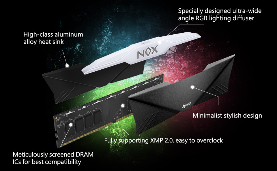 Apacer NOX RGB DDR4 16GB (2x8gb) 3200 288-Pin PC RAM 3200 Desktop