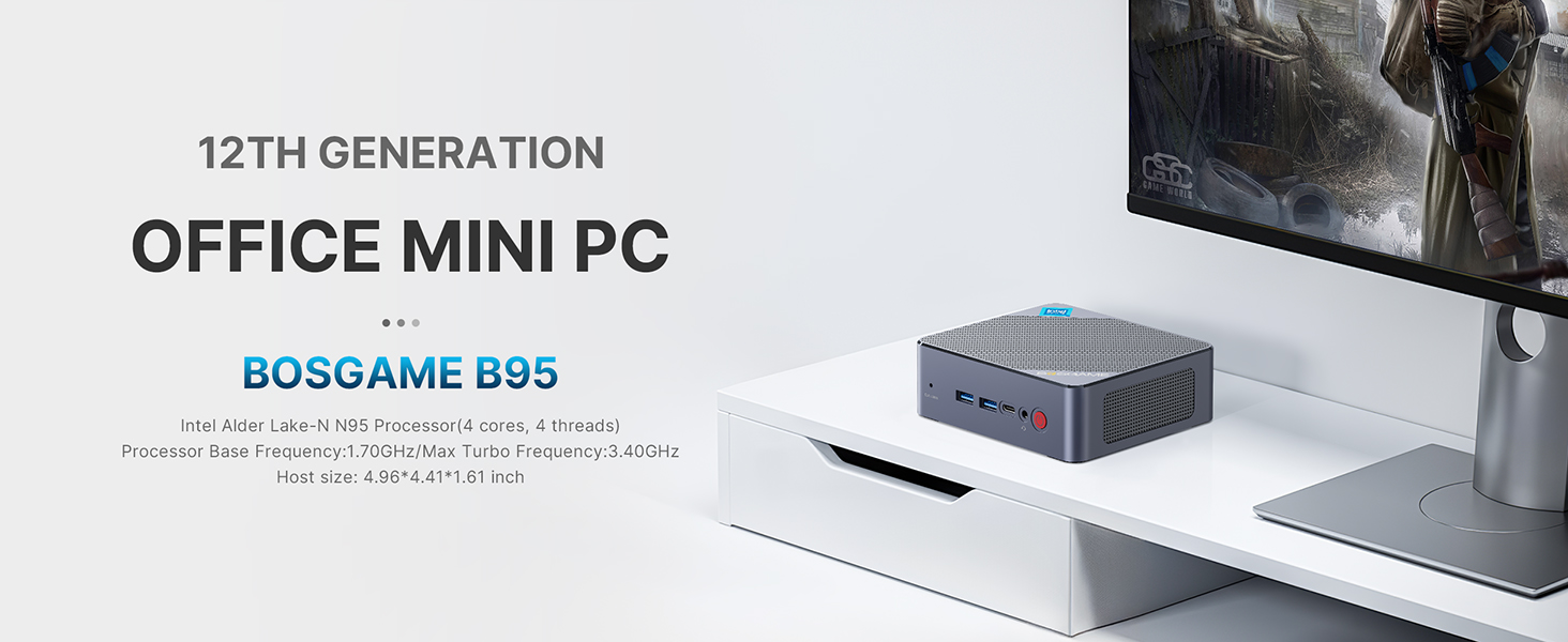 NeweggBusiness - Bosgame B95 Mini PC,Intel 12th N95 (up to 3.4 GHz