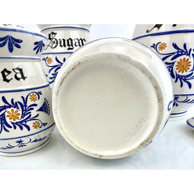 Vintage Royal Sealy Japan Blue and White Canister Set, Cookie