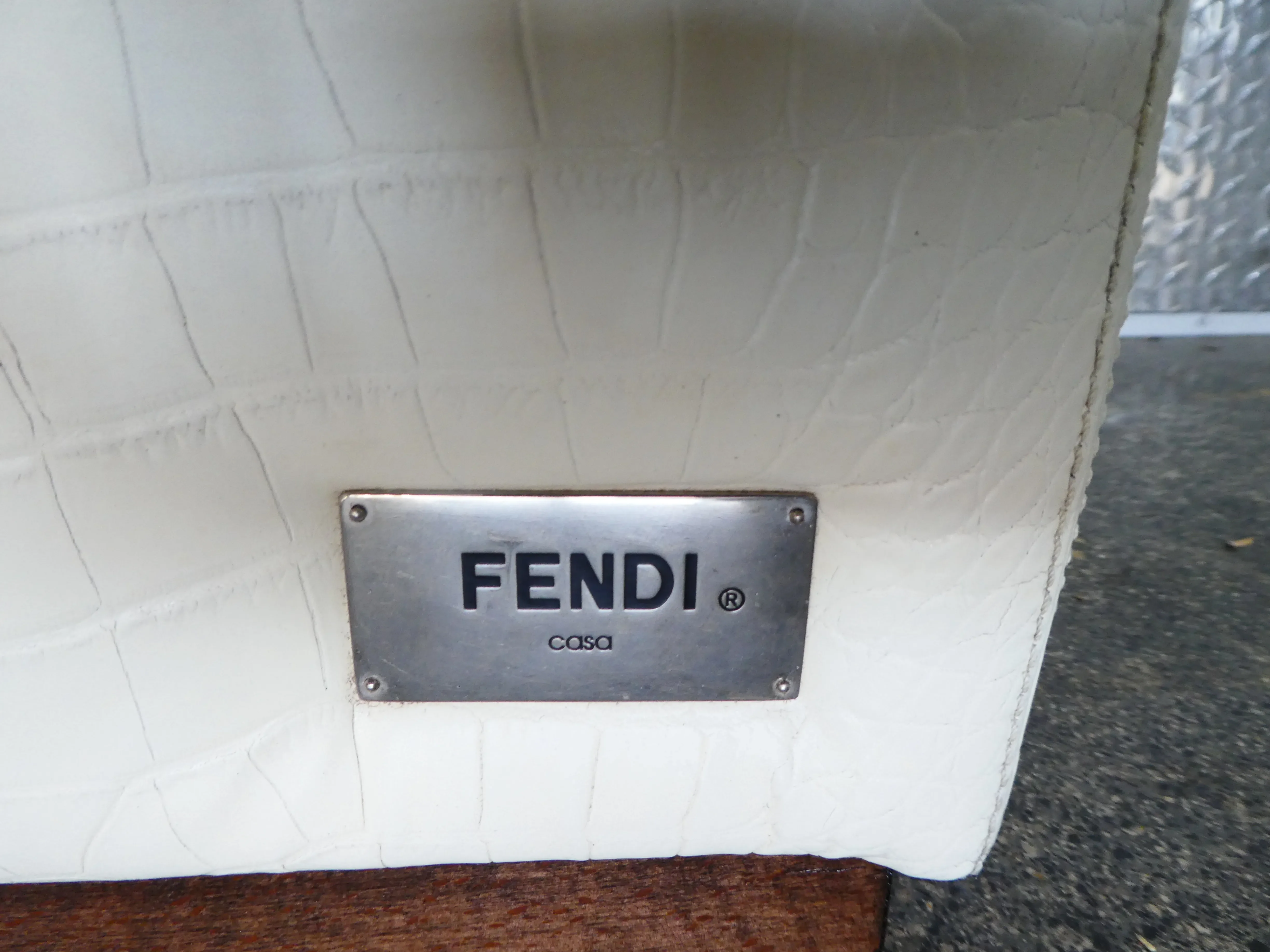 Fendi Casa Embossed Alligator Pouf / Stool | Chairish