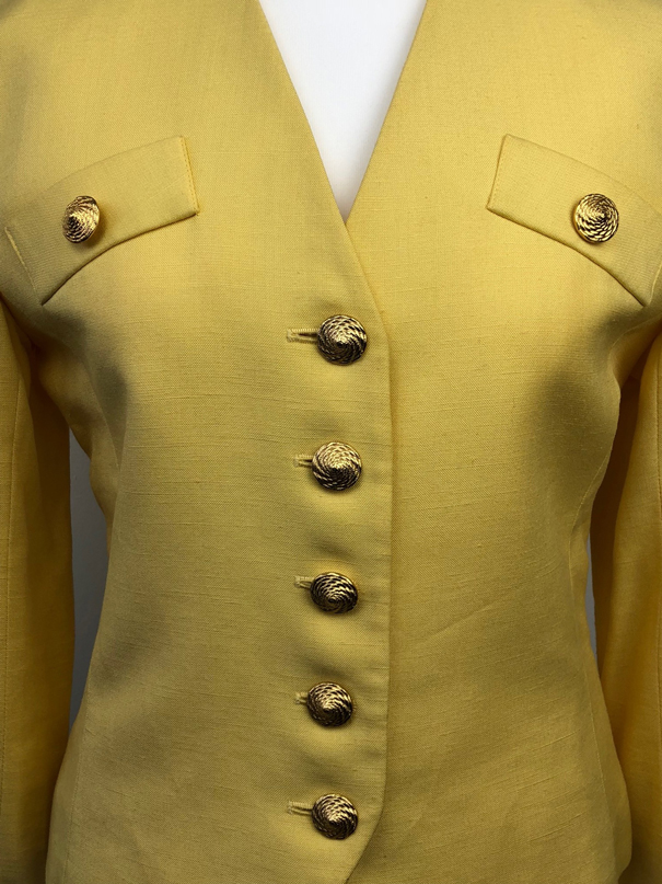 Yves Saint-Laurent Couture Jacket Jewel Buttons Yellow