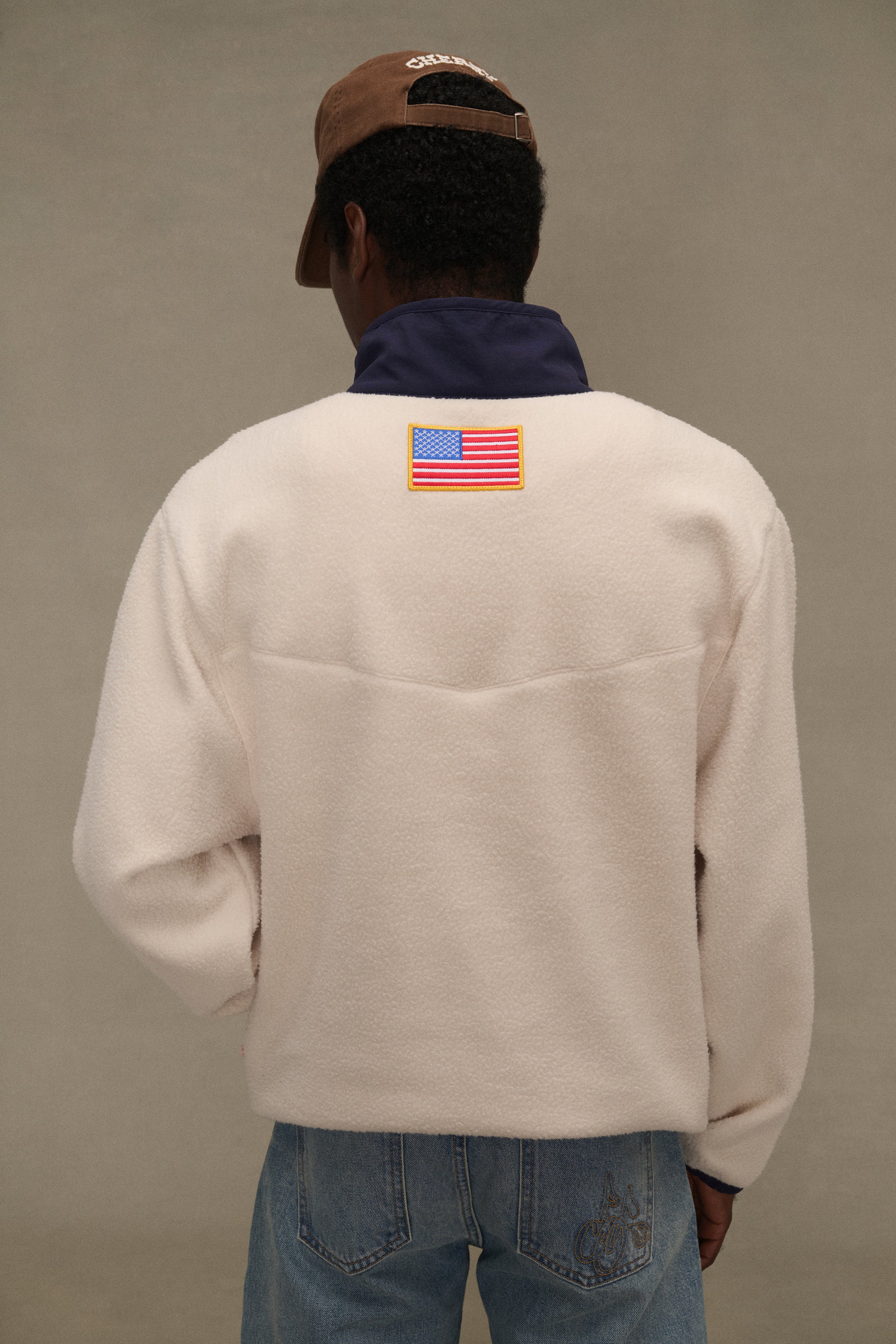 Racing Half Zip Fleece (Cream/Navy) – CHERRY LA