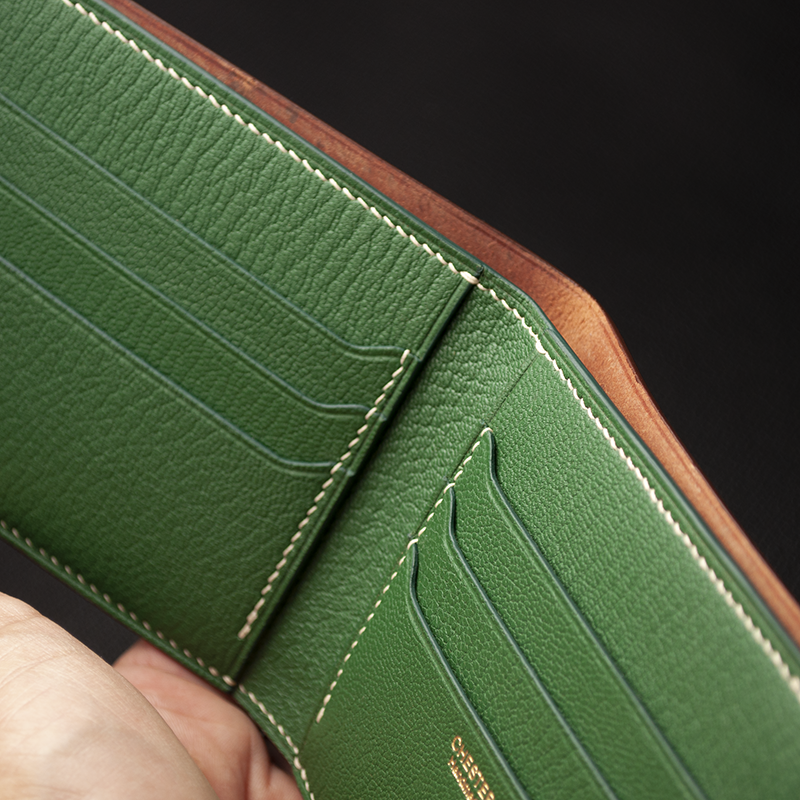 90 Japanese Shell Cordovan & French Chèvre Combo Bifold Wallet