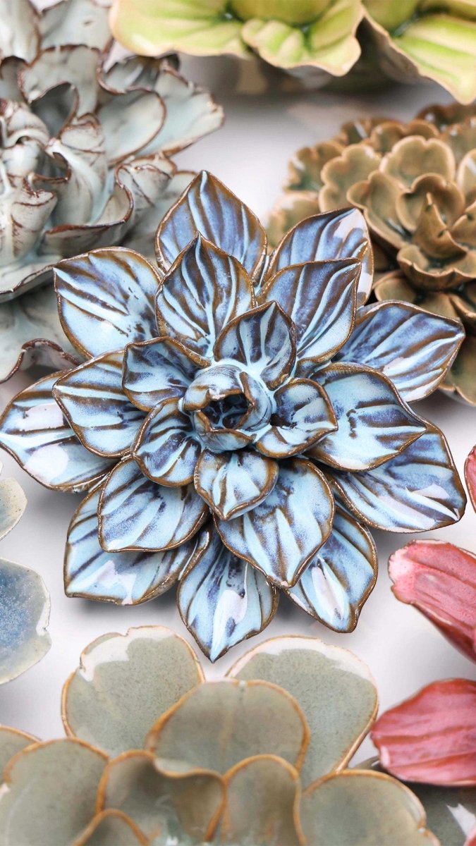 Bathroom Wall Decor: Blue Ceramic Flower Wall Art – Chive US Wholesale