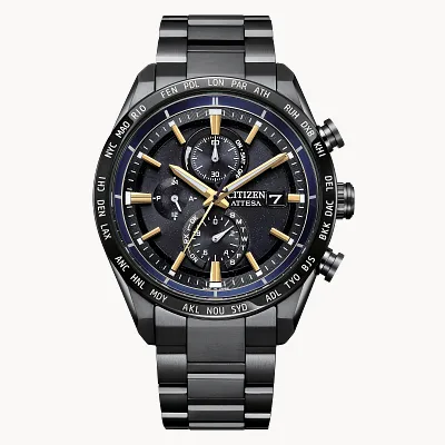 ATTESA Black Dial Super Titanium with DLC Coating Bracelet AT8289