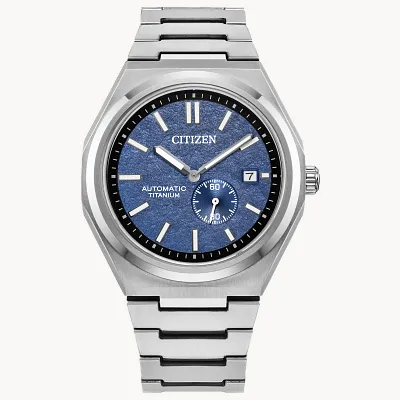 Zenshin Mechanical Blue Dial Super Titanium Bracelet NJ0180-80L