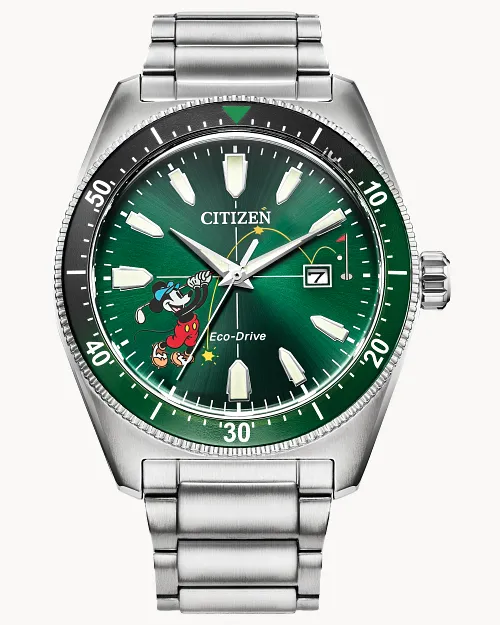 Tee Time Mickey Green Dial Stainless Steel Bracelet AW1595-78W