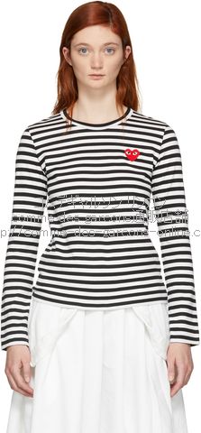 COMMEdesGARCONS PLAY ボーダー 長袖 Tシャツ ブラック/ホワイト