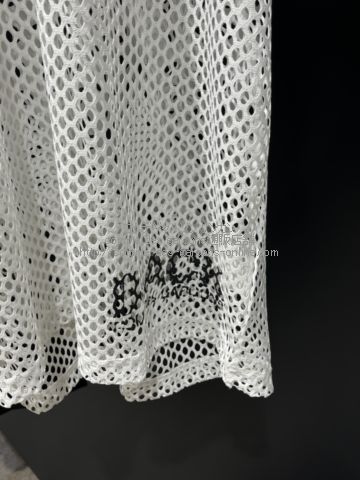 ブラック コムデギャルソン オーバーサイズ メッシュTシャツ-白-25SS