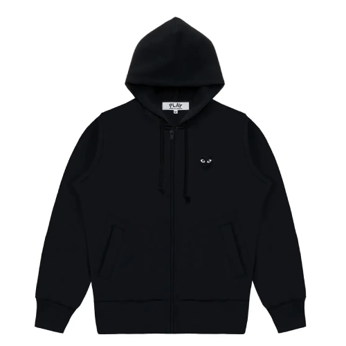 CDG Play Big Heart Zip Hoodie in Black