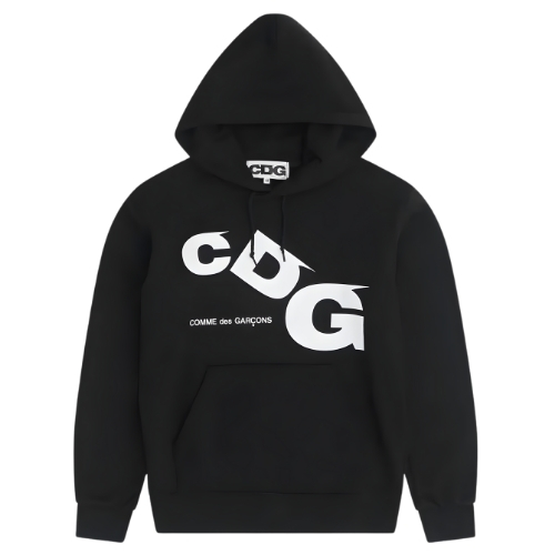 CDG Black Hoodie White Printed Logo - Hot Fashion Pick