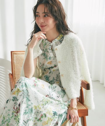 上品さ溢れる】パワショルロングニットワンピース | La boutique